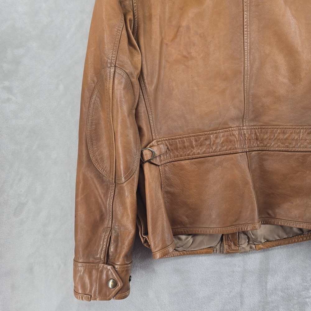 Polo Ralph Lauren‎ SOUTHBURY MENS BROWN CALF LEATHER MOTORCYCLE JACKET Medium - Picture 14 of 16